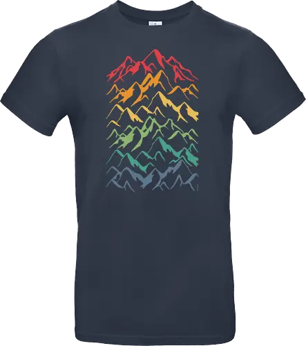 Retro Mountains Lines - mountain, berg, retro, rainbow - Standard T-Shirt