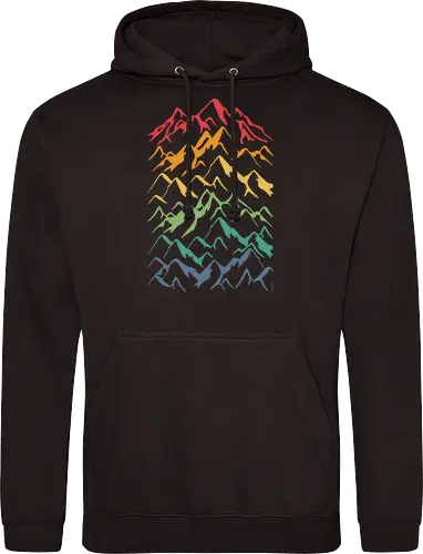 Retro Mountains Lines - mountain, berg, retro, rainbow - Standard Hoodie