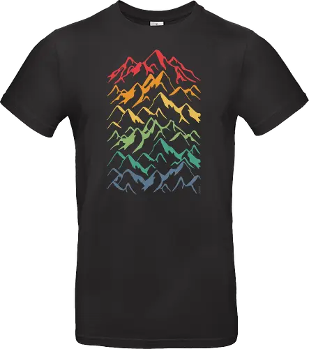 Retro Mountains Lines - mountain, berg, retro, rainbow - Standard T-Shirt