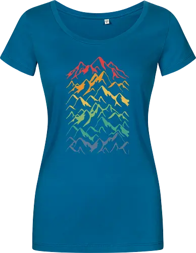 Retro Mountains Lines - mountain, berg, retro, rainbow - Damen T-Shirt