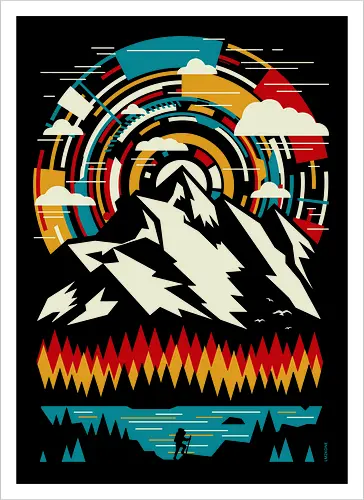 Outdoors Futuristic Mountains - Retro