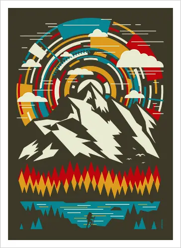 Outdoors Futuristic Mountains - Retro