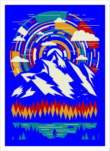 Outdoors Futuristic Mountains - Retro