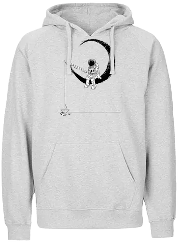 lonely astronaut. - black - moon, mond, astronaut, angeln - Fairtrade Hoodie