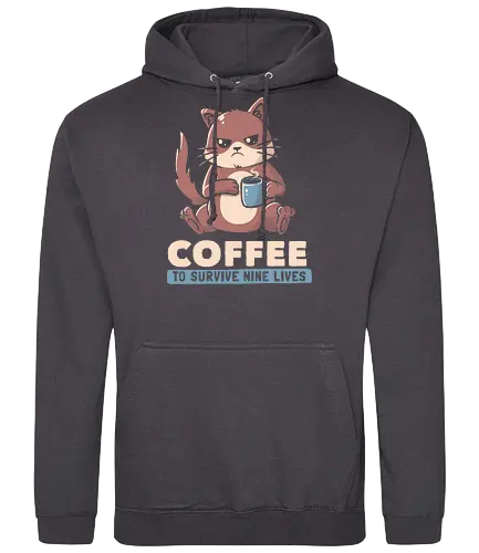 Coffee To Survive Nine Lives - cat, coffee - Standard Hoodie