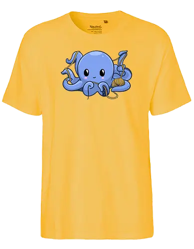 Wickelnder Oktopus - häkeln, stricken, handarbeit, verdrehte masche - Fairtrade T-Shirt