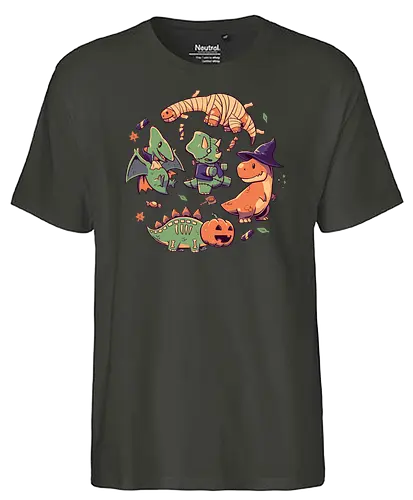 Halloween Dinos - dino, dinosaur, halloween, zombie - Fairtrade T-Shirt