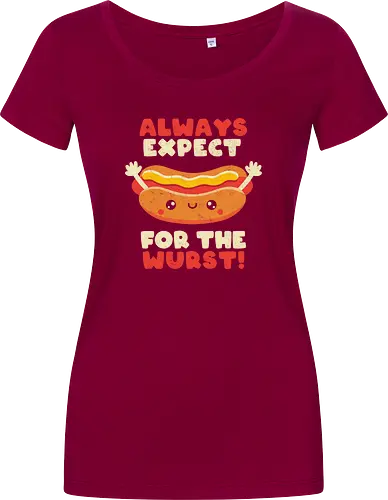 Always Expect For The Wurst - hotdog, wurst, worst - Damen T-Shirt