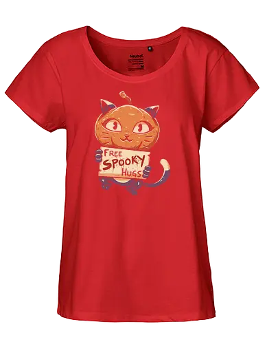 Free Spooky Hugs - cat, pumpkin - Fairtrade Girl Shirt
