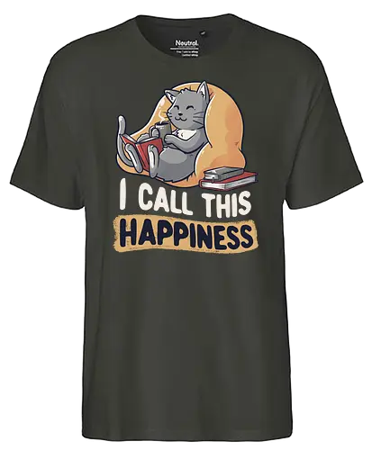 I Call This Happiness - cat, katze, buch, bücher, lesen, books - Fairtrade T-Shirt