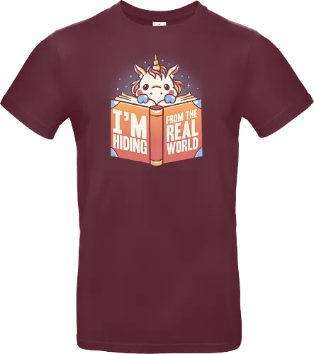 Hiding From The Real World - unicorn, einhorn, lesen, buch, bücher, books - Standard T-Shirt
