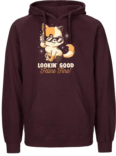 Feline Fine - Funny Cute Cat Sarcasm Gift - feline, cat, katze, Feeling good - Fairtrade Hoodie