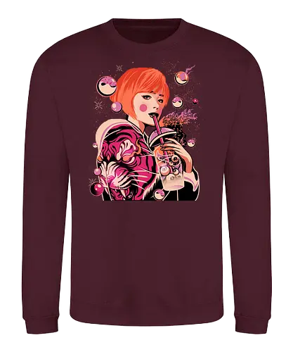 Boba Milk T Geisha - boba, bubble, geisha, Milk t - Sweatshirt