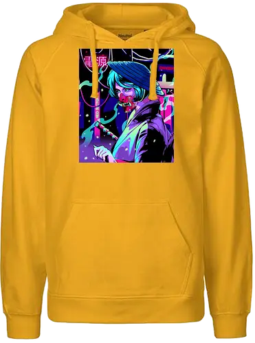 Cyber Death Geisha - neon, colorful, geisha, japan - Fairtrade Hoodie