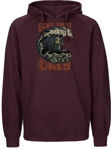 Cthulhu Good Vibes Only - cthulhu, lovecraft, Surfing, kaiju - Fairtrade Hoodie