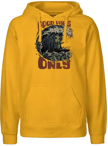 Cthulhu Good Vibes Only - cthulhu, lovecraft, Surfing, kaiju - Fairtrade Hoodie
