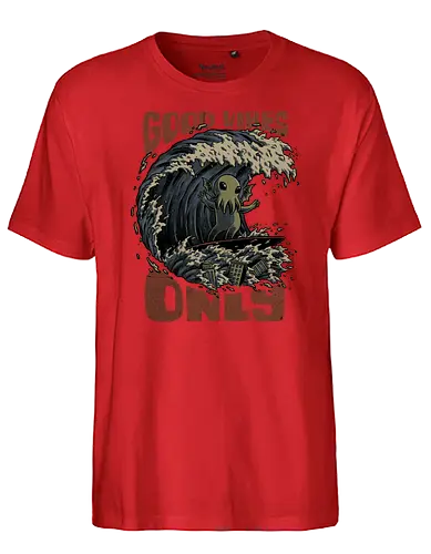 Cthulhu Good Vibes Only - cthulhu, lovecraft, Surfing, kaiju - Fairtrade T-Shirt