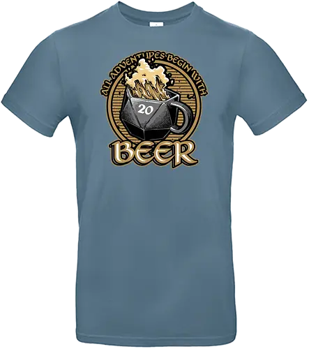 RPG - All adventures begin with beer - rpg, pen and paper, d20, coffee, kaffee, würfel - Standard T-Shirt