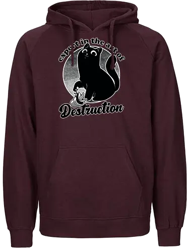 Expert in Destruction - Cute Black Cat - zerstörung, cat, katze - Fairtrade Hoodie