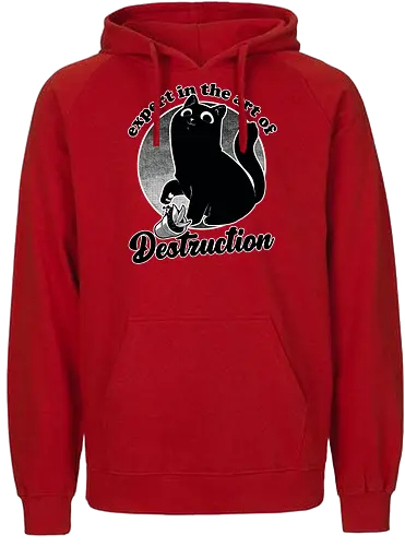 Expert in Destruction - Cute Black Cat - zerstörung, cat, katze - Fairtrade Hoodie