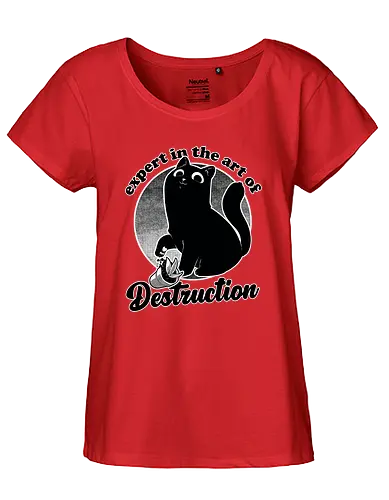 Expert in Destruction - Cute Black Cat - zerstörung, cat, katze - Fairtrade Girl Shirt