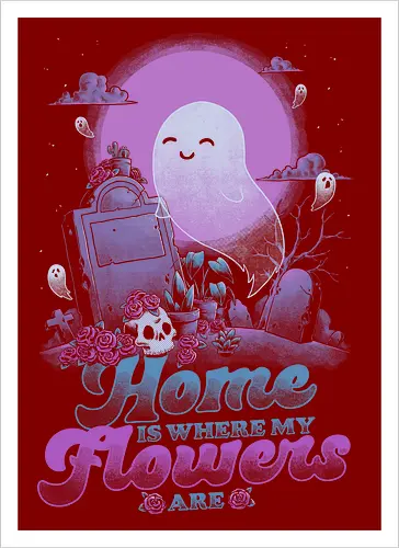 Ghost Home Flowers Dark Humor Pun