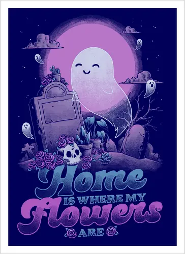 Ghost Home Flowers Dark Humor Pun