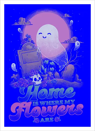 Ghost Home Flowers Dark Humor Pun