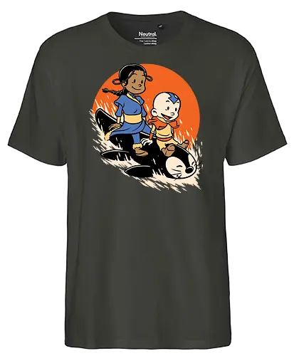 Penguin Sledding Winter Fun - bender, elements, cartoon - Fairtrade T-Shirt