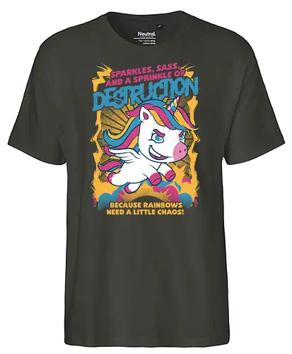 Unicorn Rainbows Destruction - unicorn, einhorn, chaos - Fairtrade T-Shirt