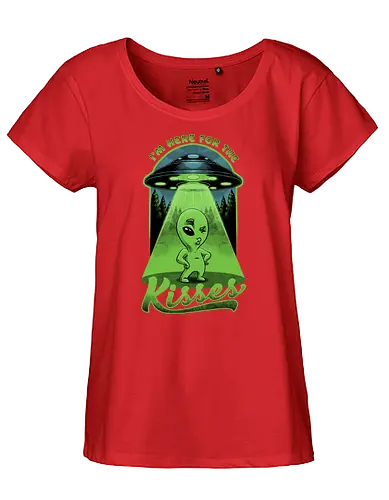 Alien is Here for the Kisses - alien, ufo, kiss, Kuss - Fairtrade Girl Shirt