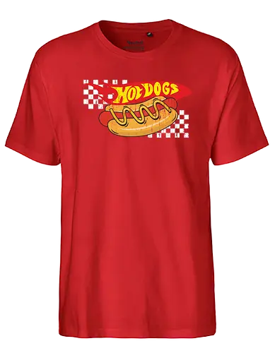 hot dogs parody logo - Hot Dog, mashup, 90s, cars - Fairtrade T-Shirt