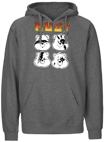 hugs care br - cartoon, 90s, cute, metal, br - Fairtrade Hoodie