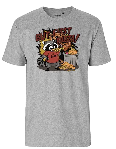raccoon ting a slice of pizza - pizza, raccoon, trash - Fairtrade T-Shirt