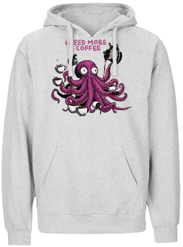 octopus i need more coffee - caffeine - Fairtrade Hoodie