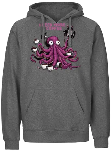 octopus i need more coffee - caffeine - Fairtrade Hoodie