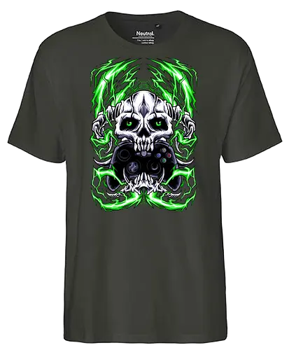 thunder game - Console Gaming, lightning, skull - Fairtrade T-Shirt