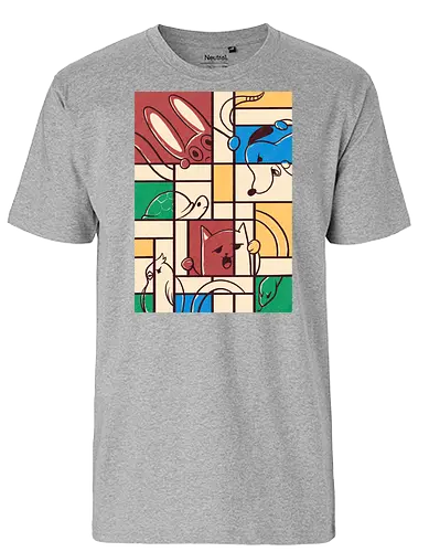 pets mondrian - Néo-Plasticisme, art, animals, dog, cat - Fairtrade T-Shirt