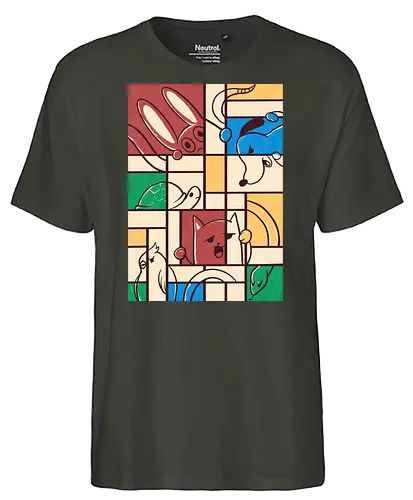 pets mondrian - Néo-Plasticisme, art, animals, dog, cat - Fairtrade T-Shirt