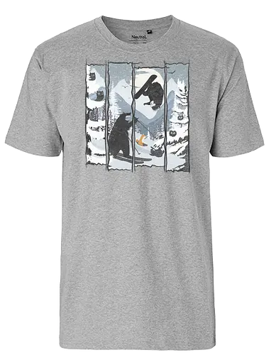 Wild Snow - Snowboard, Ski, bär, Scenery, sport, br - Fairtrade T-Shirt