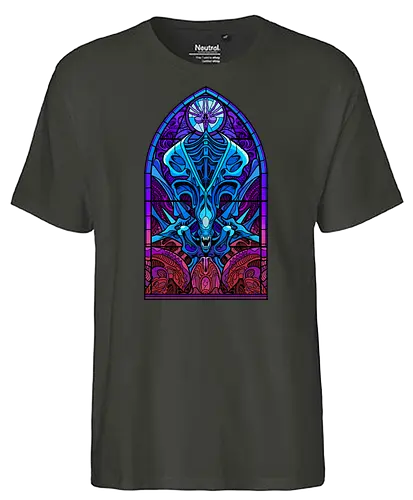 Temple of Creation - alien, horror, Glass, church - Fairtrade T-Shirt