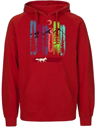 Fox - mountain, tree, bunt, colorful - Fairtrade Hoodie