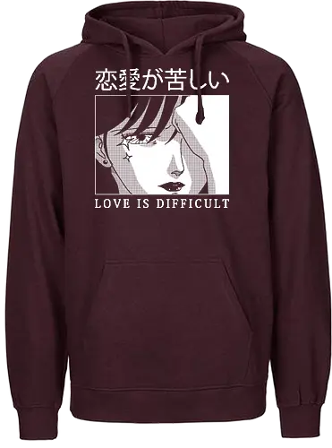 Love is Difficult - liebe, love, anxiety, sad, anime, manga, 80s - Fairtrade Hoodie