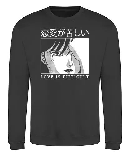 Love is Difficult - liebe, love, anxiety, sad, anime, manga, 80s - Sweatshirt