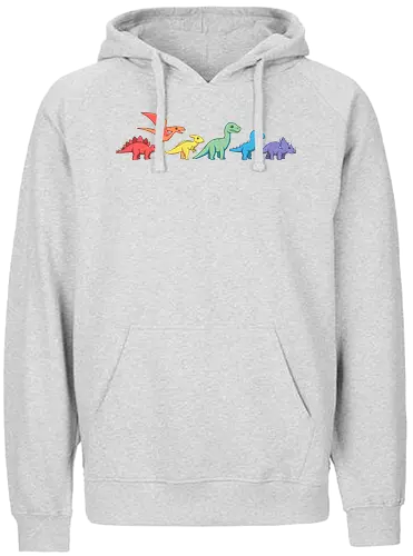 Rainbow Dinos - dino, dinosaur, rainbow - Fairtrade Hoodie