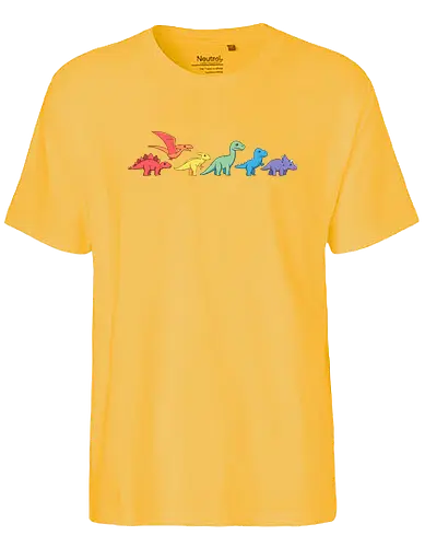 Rainbow Dinos - dino, dinosaur, rainbow - Fairtrade T-Shirt