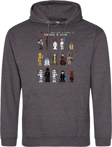 CHOOSE A SIDE 8 BITS | PRESS START | BLACK