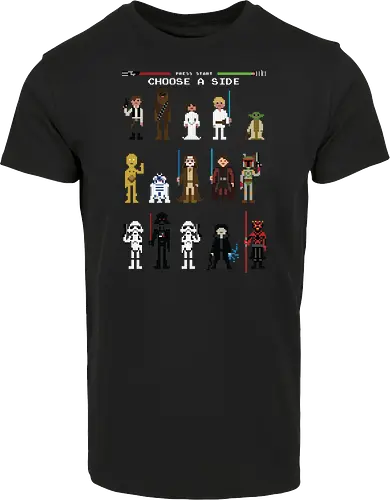 CHOOSE A SIDE 8 BITS | PRESS START | BLACK