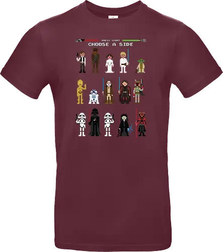 CHOOSE A SIDE 8 BITS | PRESS START | BLACK