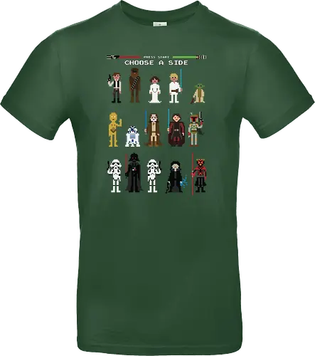 CHOOSE A SIDE 8 BITS | PRESS START | BLACK